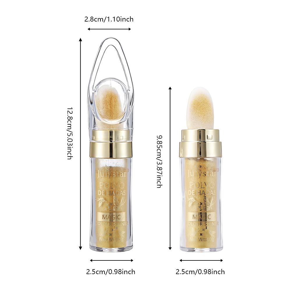 JULYSTAR Polvere da Picchiettare Illuminante, Spugnetta con Polvere Scintillante Magica per Viso Corpo, Illuminante per Trucco da Palcoscenico per Occhi Labbra Clavicola