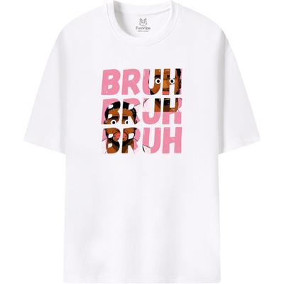 Fun Vibe Bruh Meme Funny Word Pattern Crewneck Short Sleeve Unisex New T-Shirt