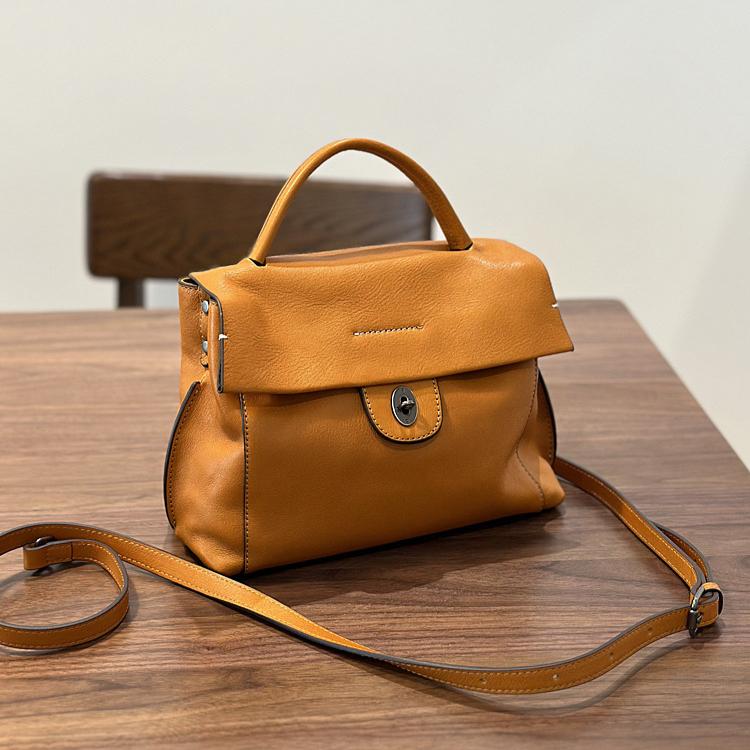 Johnature Handmade Retro Genuine Leather Women's Bag Versatile Soft Cowhide Solid Color Shoulder Crossbody Bags