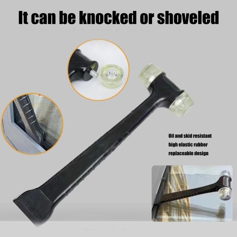 2 In 1 Installation Rubber Hammer Plastic Scraper For Flooring, Tile, Window Projects With Ergonomic Handle Tool