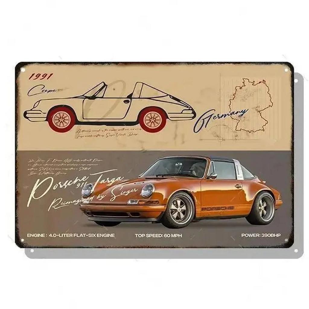 Metal Tin Signs Plaque Classic Cars Wall Decoration Vintage Art Posters Iron Painting for Man Cave Home Cafe Game Room Club Bar