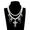 Elegant Vintage Charm Clavicular Chain Fashionable and Spiritual Crosses Pendant Necklace Stackable Pearls Neck Chains