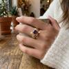 Vintage Purple Flower Ring for Women Inlaid Sparkling Cubic Zirconia Finger Ring Wedding Engagement Anniversary Jewelry Gift