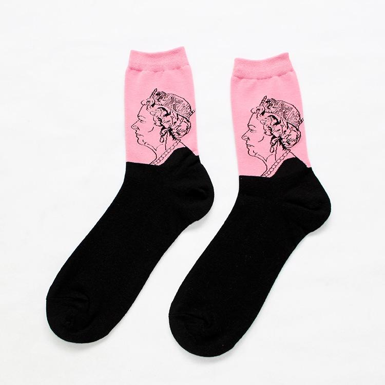 Chaussettes Femmes Drôles Mignonnes Dessin Animé Fruits Avocat Œuf Peinture à l'Huile Van Gogh Rayures Heureux Japonais Harajuku Chaussettes de Skateboard