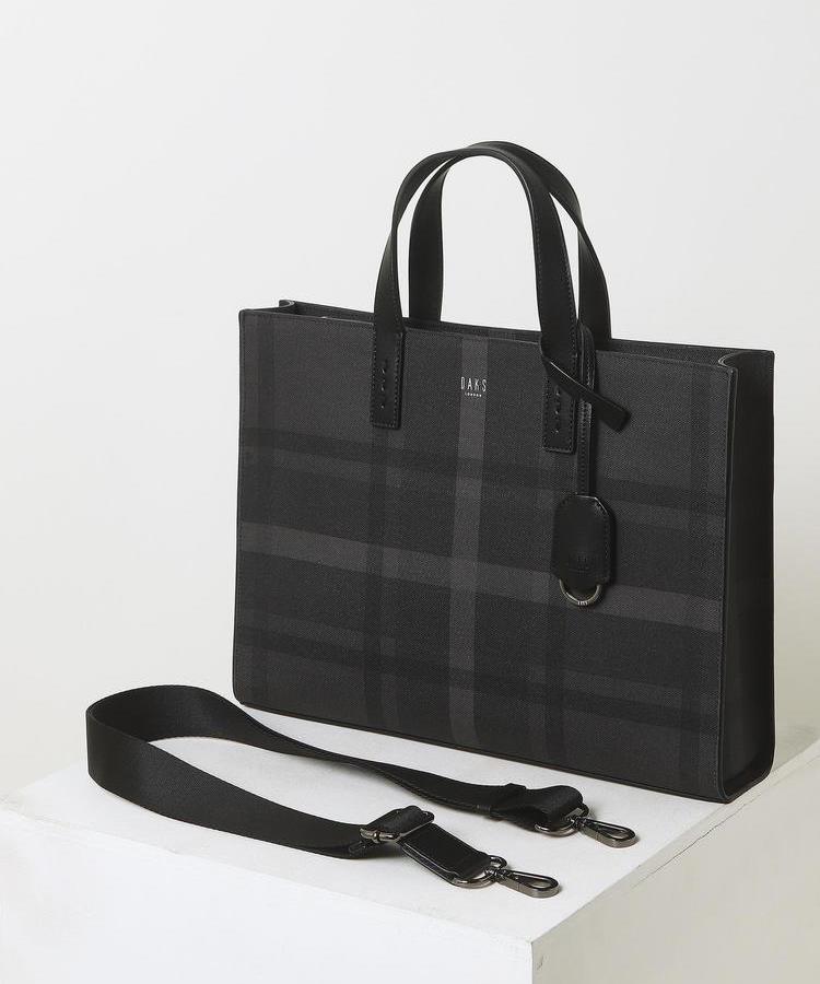 Daks Men'S Accessories (Daks Essential) Black Tartan Check Briefcase Dbba6Fe63Bk