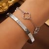 3PCS French Lucky Clover Women's Bracelet Set High Quality Stainless Steel INS Hot Selling Bracelet Charm Feeling Jewelry Gift