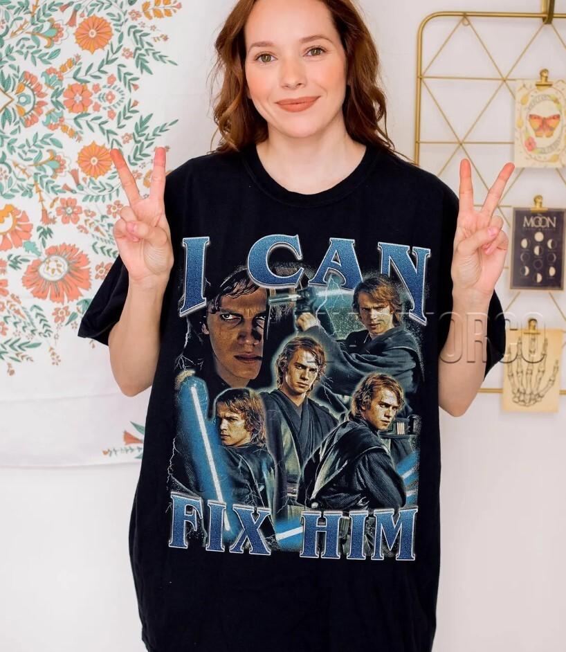 Retro 90 s Anakin I Can Fix Him Vintage T-Shirt Gift For Woman and Man T-Shirt S