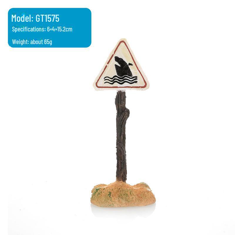 Simulated Cartoon Road Sign Ornament for Aquarium Landscaping
