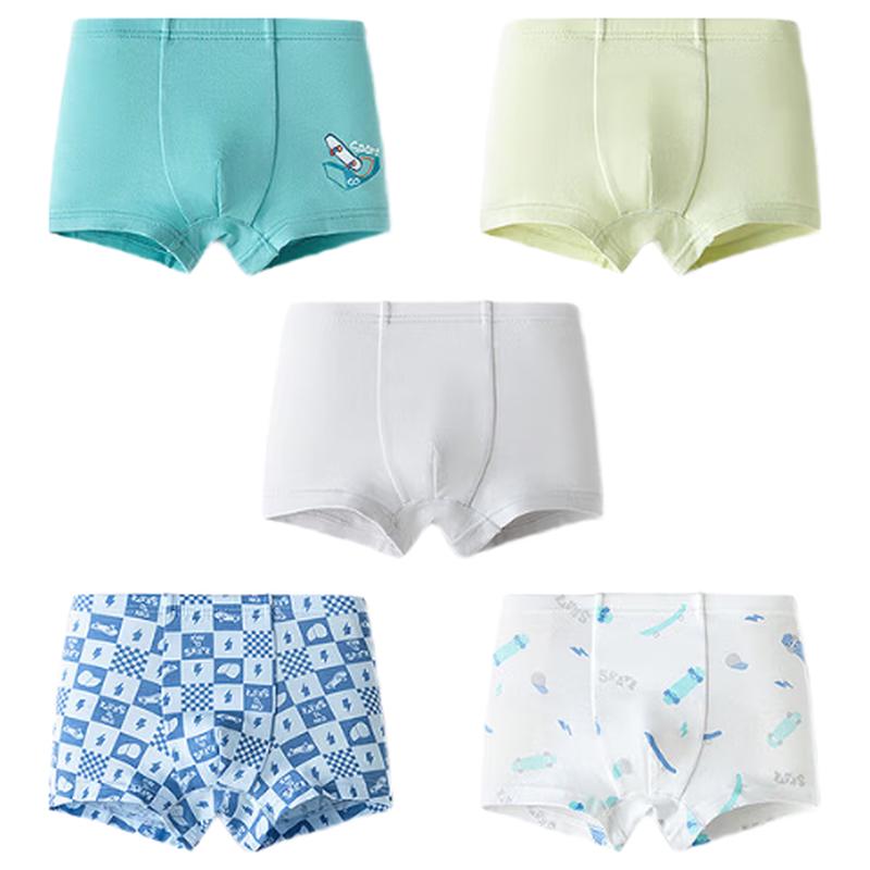 Balabala Kids' Anti-Bacterial Cotton Boxer Briefs (5-Pack)