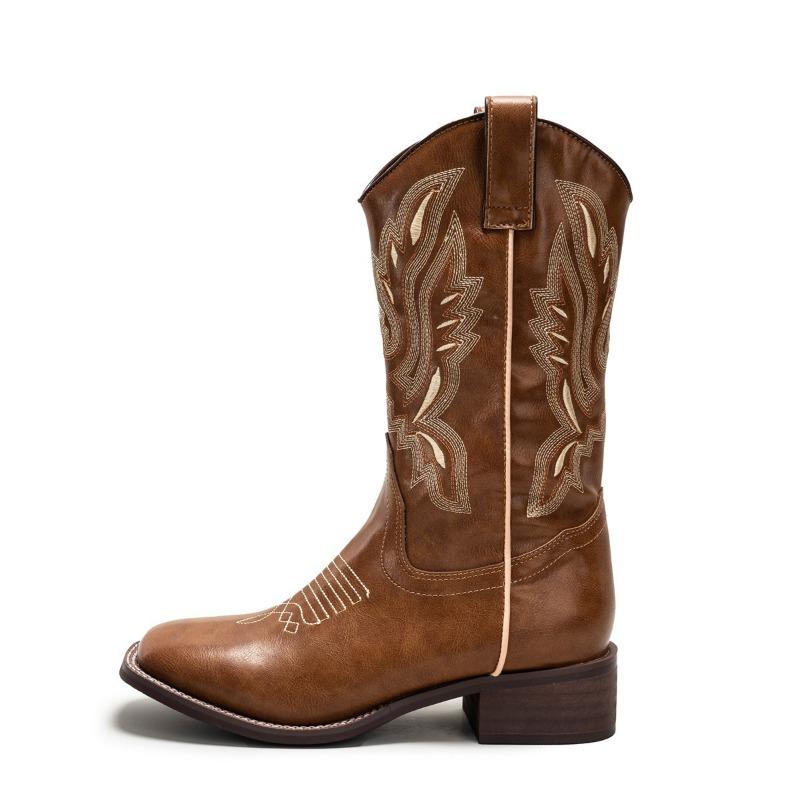 New Women's Shoes Long Boots with Square Toes and Thick Heels