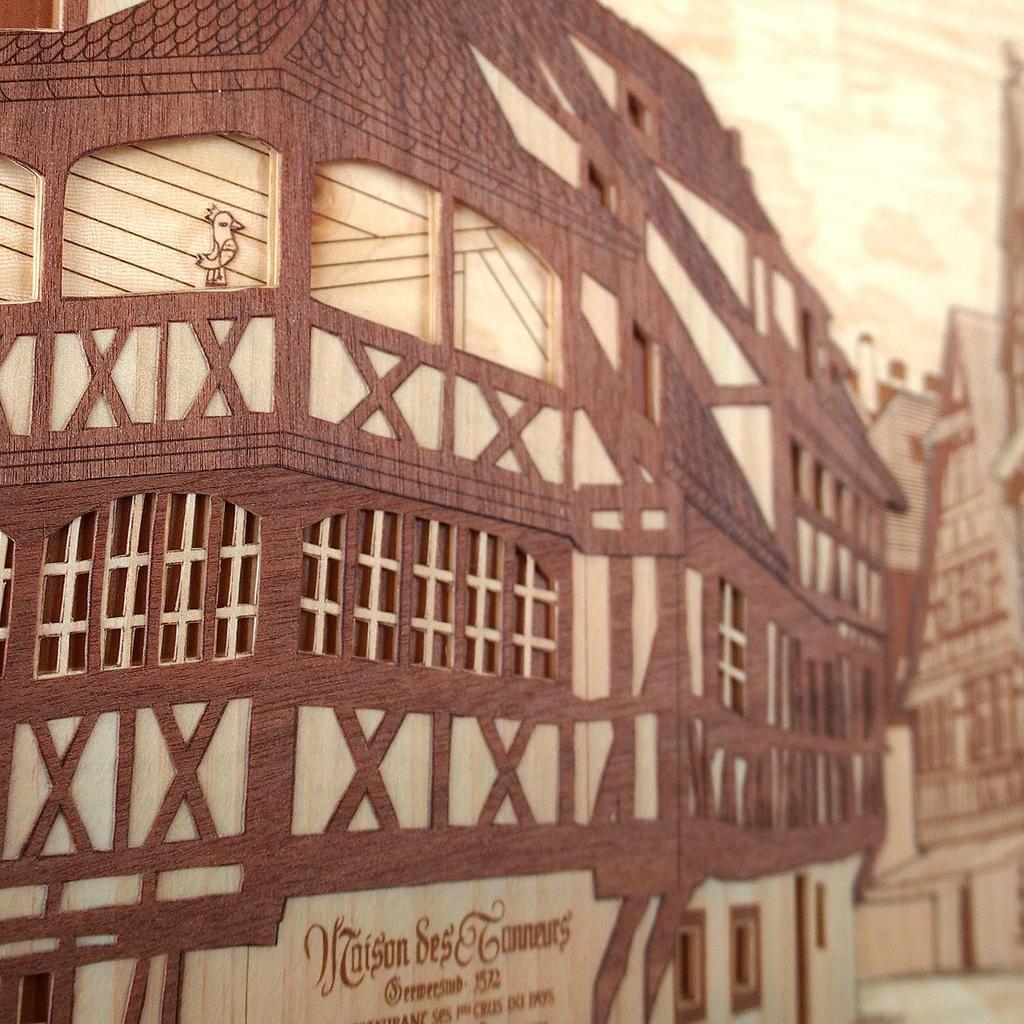 KINOWA "Strasbourg" Woodcut Original Handmade Kit, World Heritage Site, French Cityscape, Made In Japan
