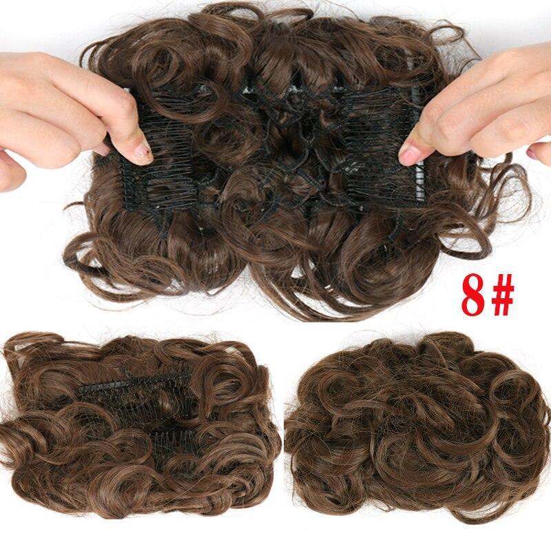 Synthetic Hair Bun Comb Clip In Messy Curly Chignon Elastic Band Scrunchies Hair Pieces Extension For Women Black Brown