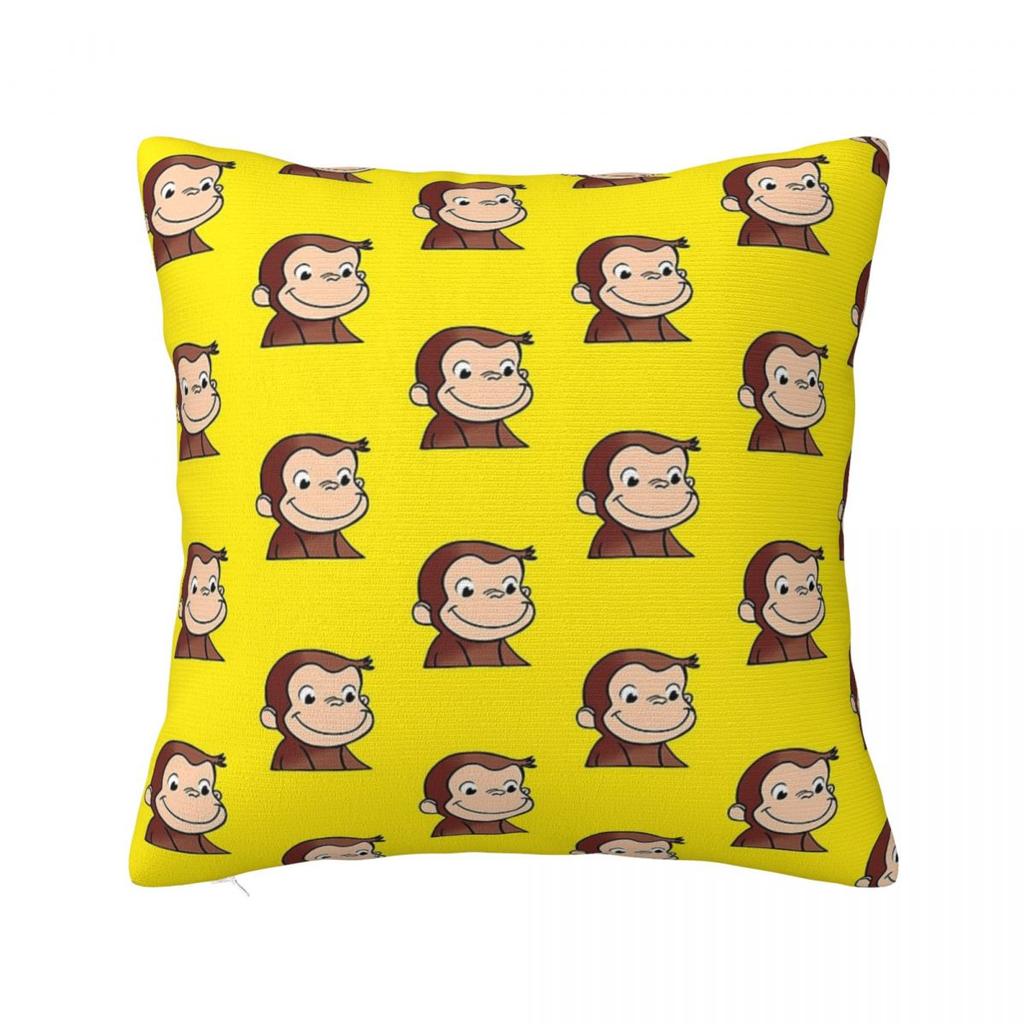 Curious George Backpack Square Pillowcase Pillow Cover Polyester Cushion Decor Comfort Throw Pillow for Home Living Room