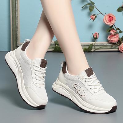 White Shoes for Women In Summer, Breathable Mesh Shoes, Lace-up Shoes, Lightweight Mesh Casual Sports Shoes