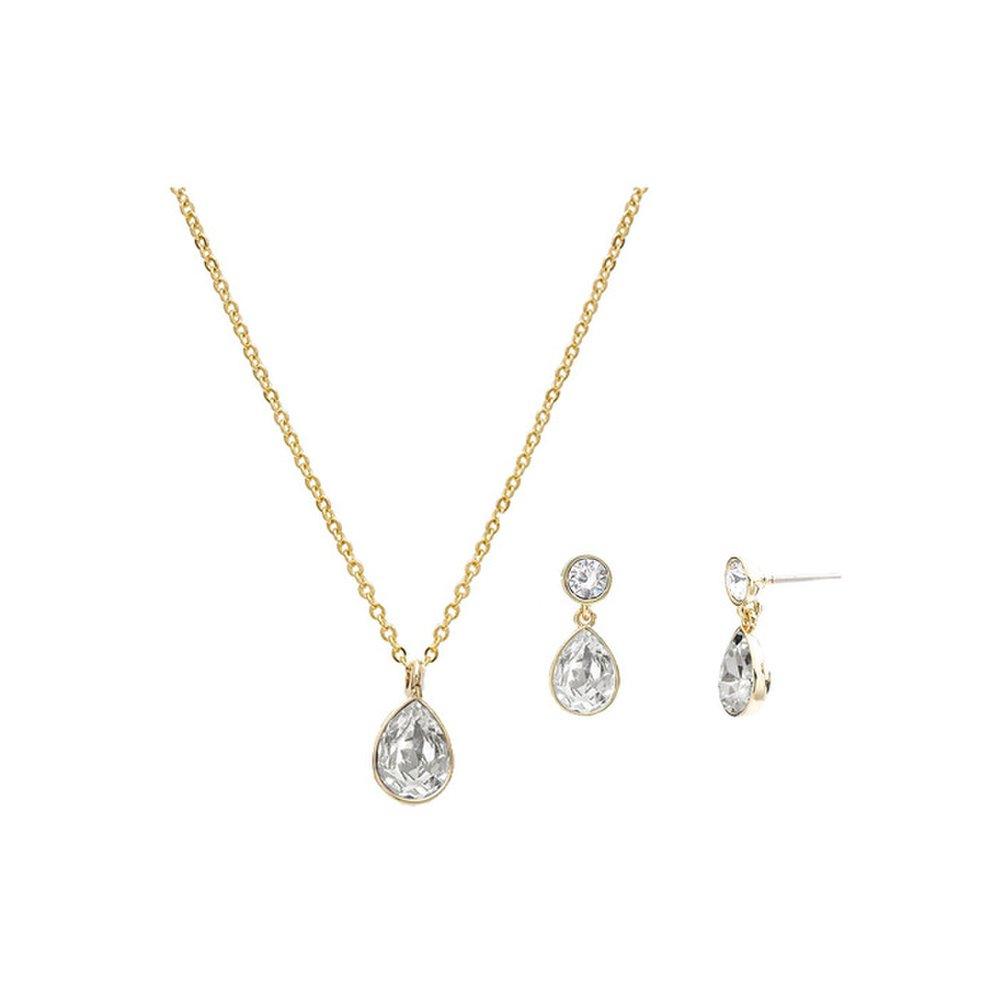 Crystal Pearl Necklace and Earrings Set 14K_Wi8182231