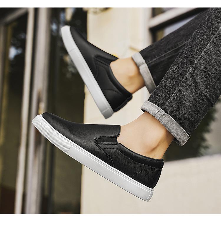 Men's Plus Size Summer Breathable White Leather Casual Sports Shoes