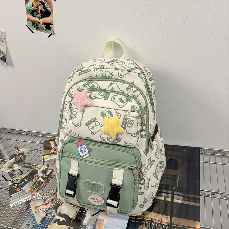 New high-value, fresh, sweet and cute bear backpack, large-capacity backpack for junior high school students
