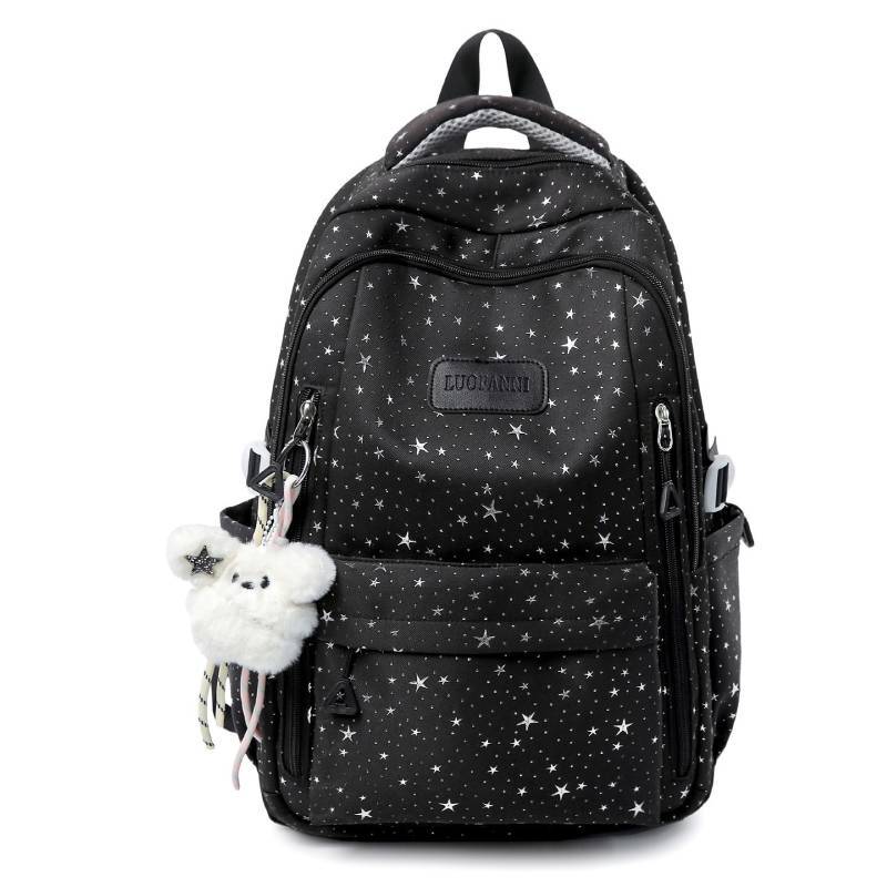 Schulrucksack im Sternen-Design für Mädchen aus Nylonmaterial mit Fach für einen 10-Zoll-Laptop