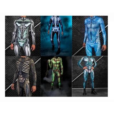 Men Adults Steampunk Bodysuits The Future Robot CyberPunk Jumpsuit Halloween Holiday Party Cosplay Costume Alien Rompers Zentai