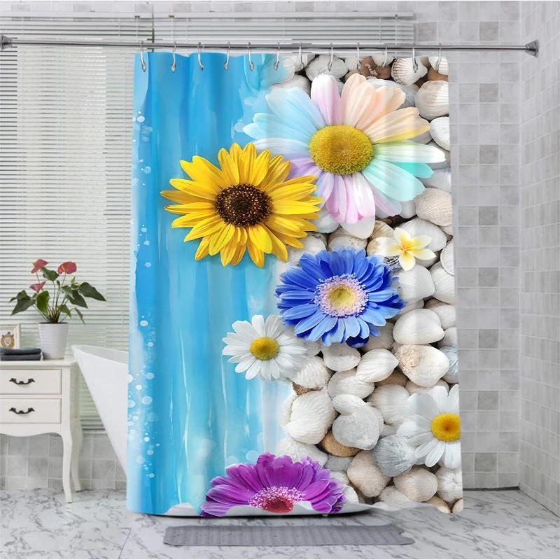 

Sunflower Bathroom Shower Curtain Colored Wood P Waterproof Fabric Bathroom Curtain With 12 Hooks Sunflower Home Deco W60H190(CM)-1 Pcs