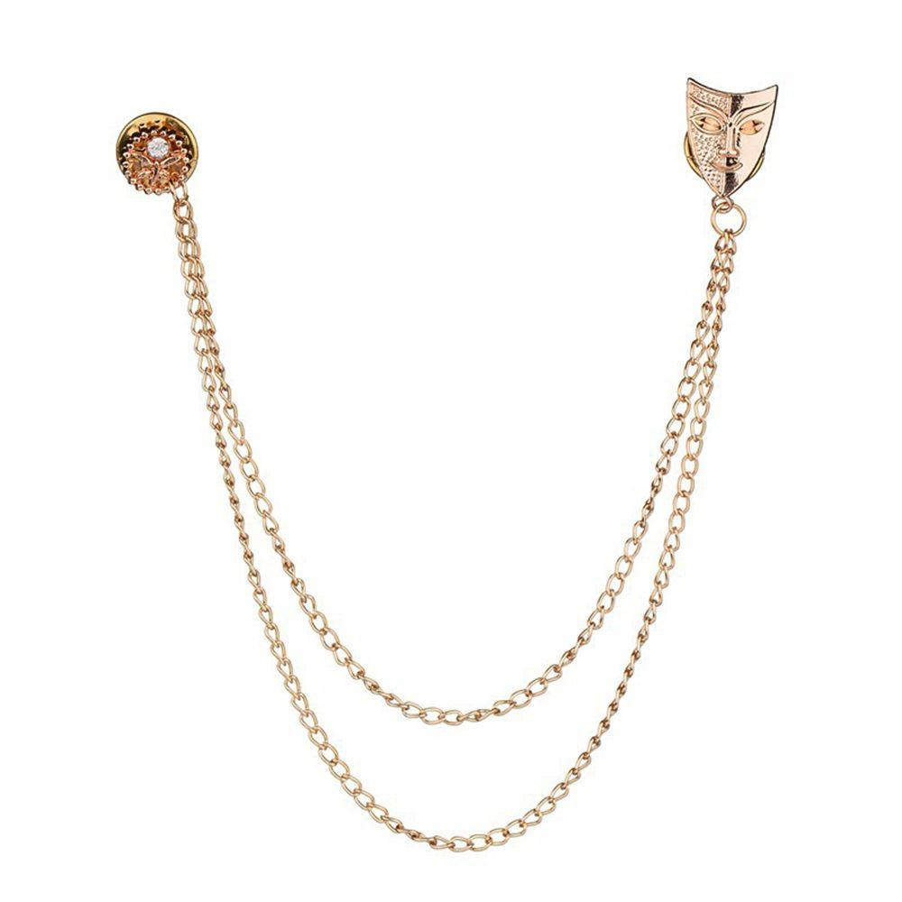 Gold Color Suit Accessories Lapel Pins Tassel Brooches Brooch Mask Tassel Chain Brooch Women Men