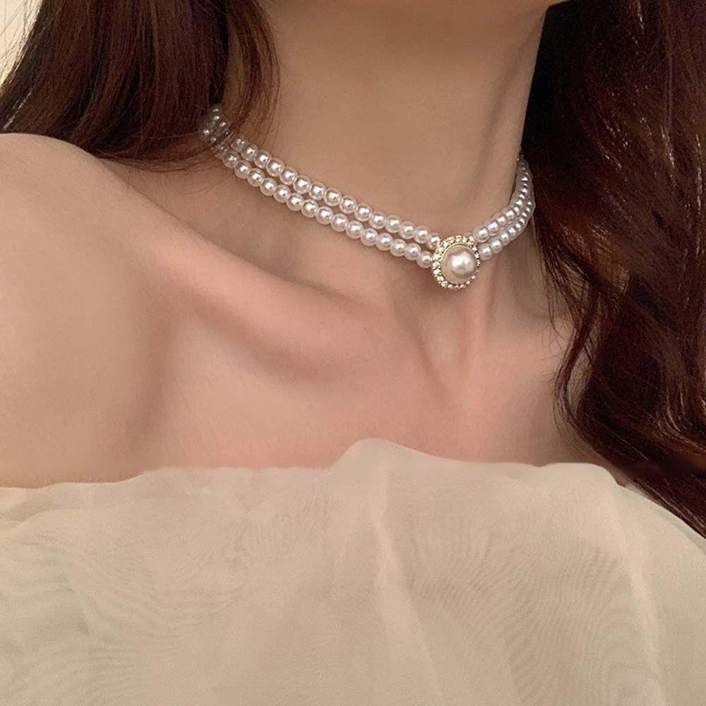 Party Pearl Necklace Beads Pearl  Choker Fashion Pearl Chain