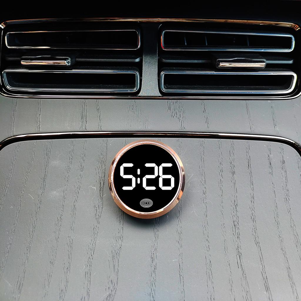 Car LED Digital Clock with Temperature Display Easy Installation Magnetic Back Round Clock for Dashboard or Consoles