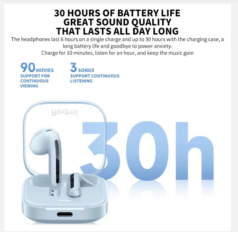 New Xiaomi Redmi Buds 6 Vitality Edition Bluetooth 5.4 Noise Reduction Earphone 30H Battery Life 5 Tuning Modes Wireless Headset