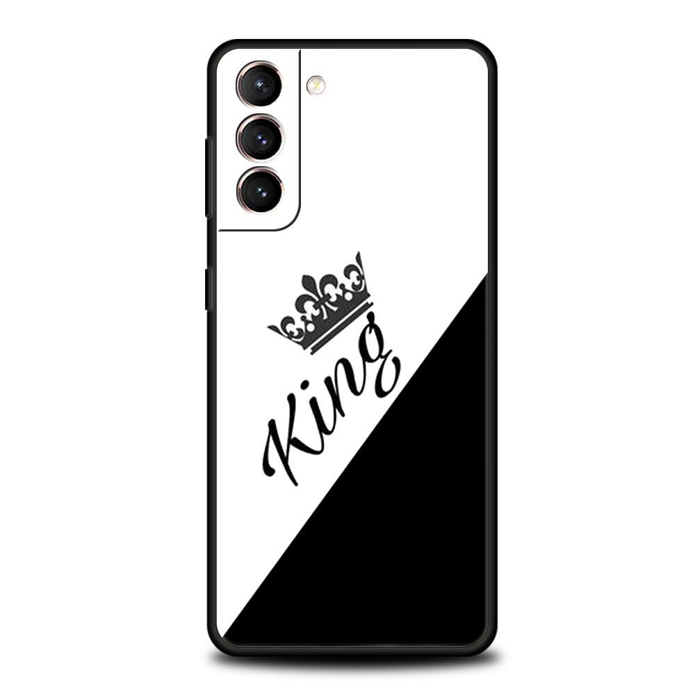 Phone Case For Samsung Galaxy S23 S22 Ultra S20 S21 FE 5G S10 S9 Plus S10E S8 Note 20 Silicone Cover King Queen Lovers Couple