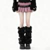 y2k Plush thickened warm leg warmers for autumn and winter, faux fur leg covers, retro subculture style, fluffy and plush