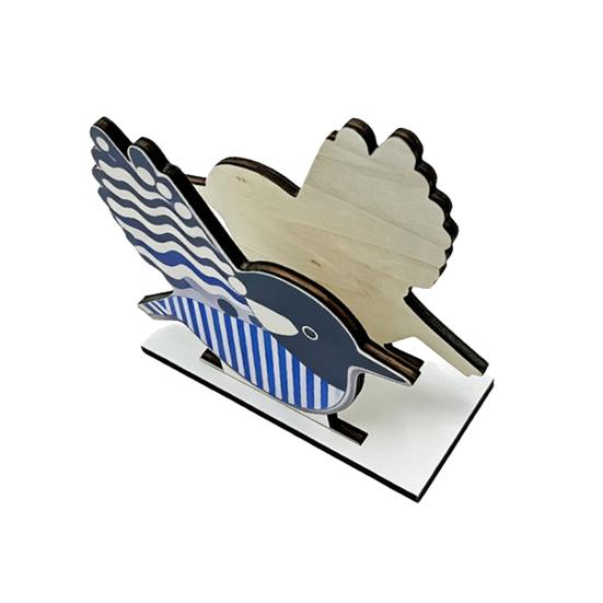 Wooden Paper Towel Holder Decorative Bird Turtle Floral Tissue Dispenser with Universal Card Slot, Napkin Dispenser for Kitchen Dining Table Counter