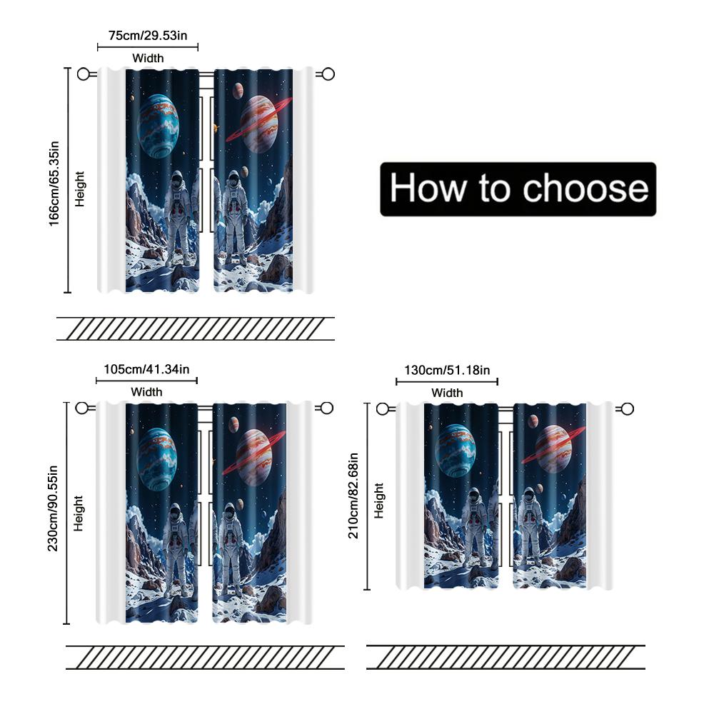 Set Of 2 Filtering Curtains Excluding Rods Non Movable Without Batteries Space Adventurebackgroundsuitable Use Bedrooms Curtain Polyester Perfect For