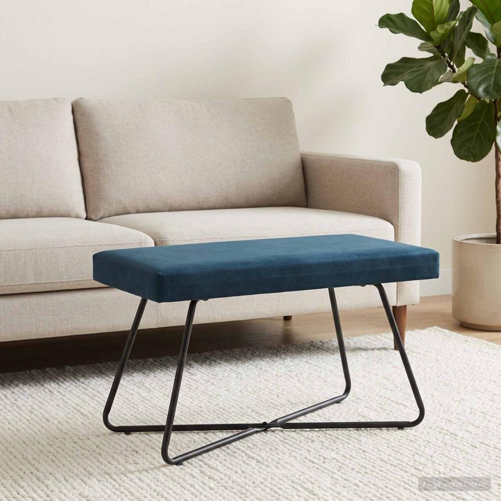 Bench Blue 80 x 40 x 45 cm Velvet