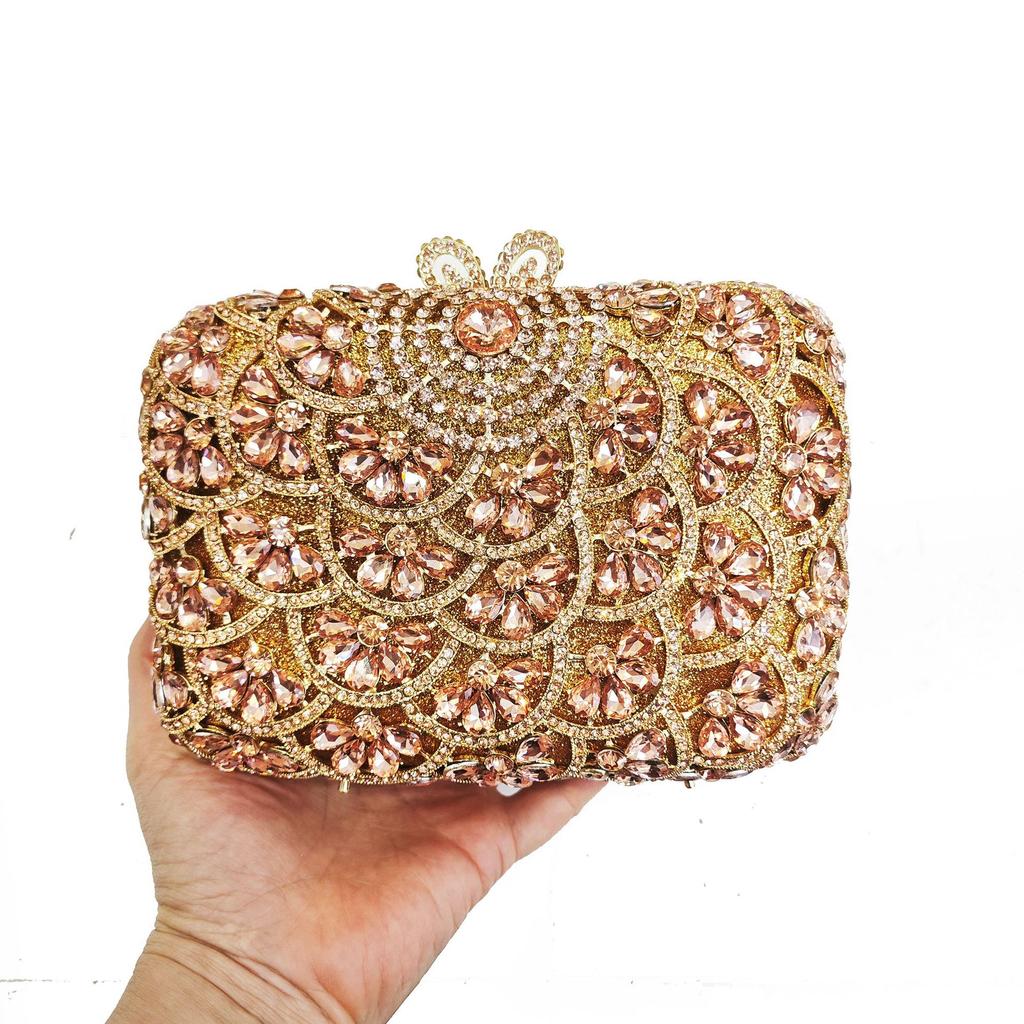 Hollow metal diamond-encrusted dinner bag banquet dress full of diamonds hand-held fashion bag