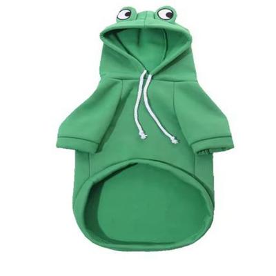 Casual Warm Pet Hooded Sweatshirt Cartoon Cute Frog Shape Dog Coats Breathable Soft Pet Clothes Autumn