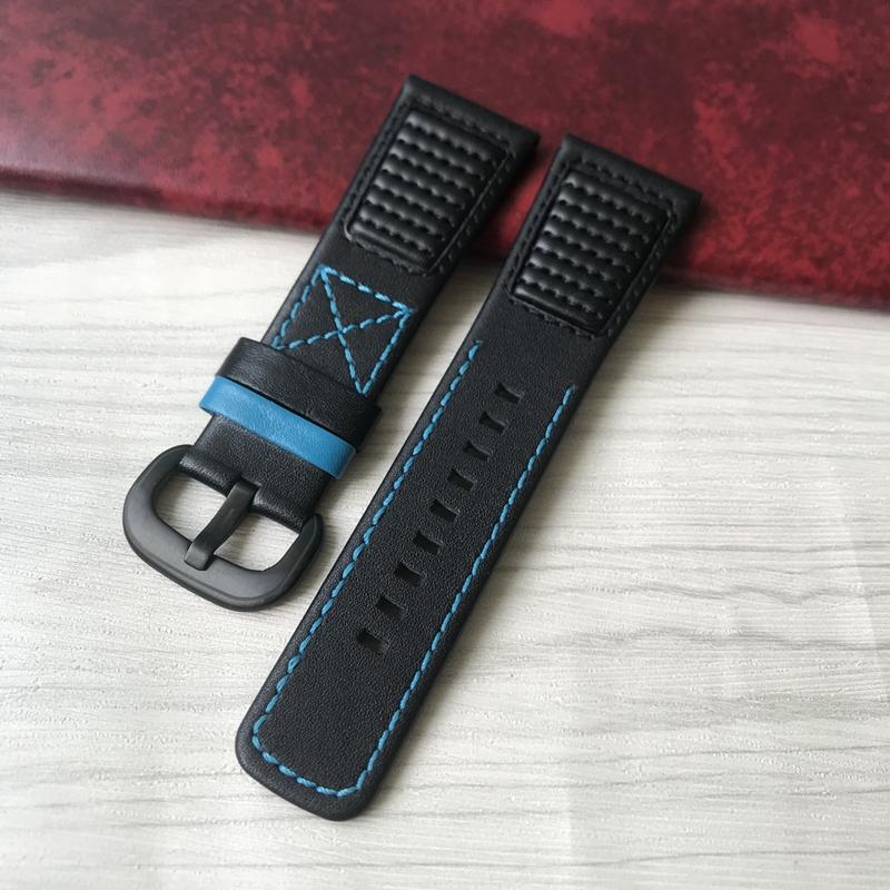 28mm Black Red Blue Stitches Genuine Leather Watch Strap for Seven Friday Watchband Cowhide Q2 P1 Series Men's Leather Strap
