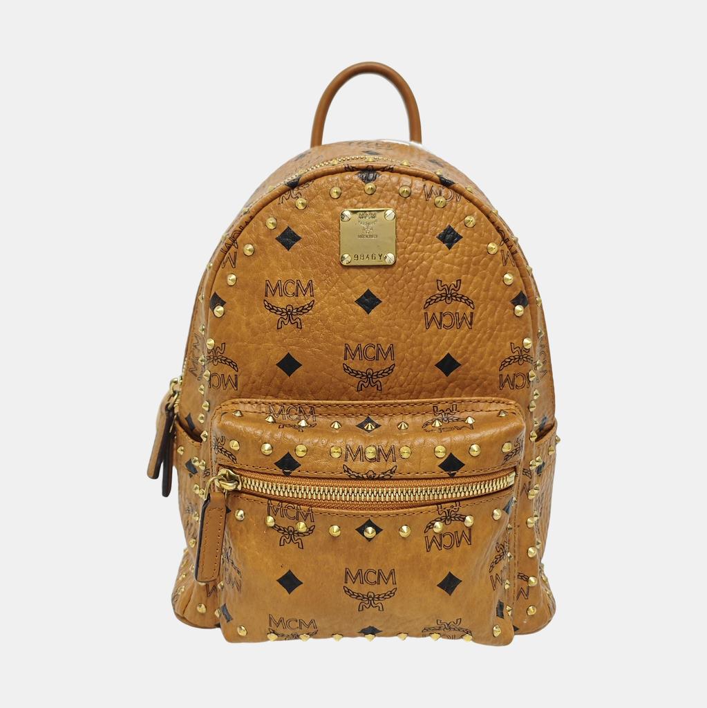 [Pre-Owned] Studded Monogram Print Faux Leather Mini Backpack - Good #1RTZ1QD