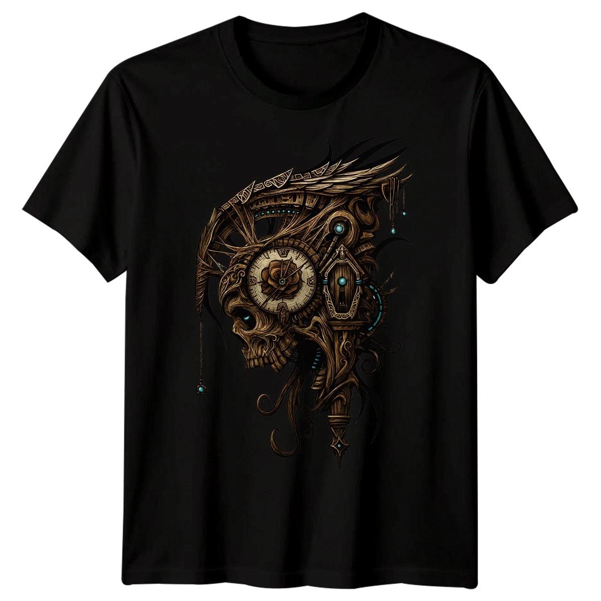 Steampunk Skull Clockwork Art Fantasy Mens Tee Ornate Design 4XL