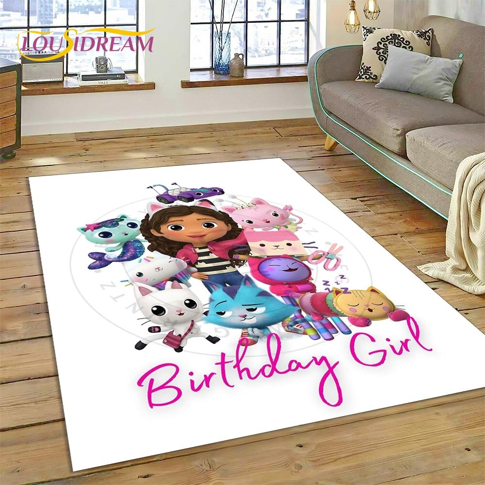 Cartoon Cute Gabbys Dollhouse Girl Rug Carpet for Living Room Bedroom Home Decor,Non-slip Decoration for Sofa Doormat Gifts Kid