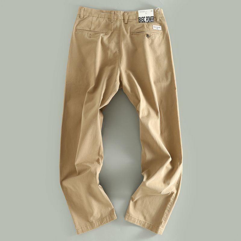 Men's Casual Pants from Foreign Trade Export Surplus, European Quality, Solid Color, Pure Cotton, Trendy Straight-Leg Long Pants for Men