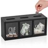 Hucha de Monedas Claramente Visible 3 Compartimentos Tarro para Ahorrar Dinero Caja de Madera para Ahorrar Dinero Dormitorio