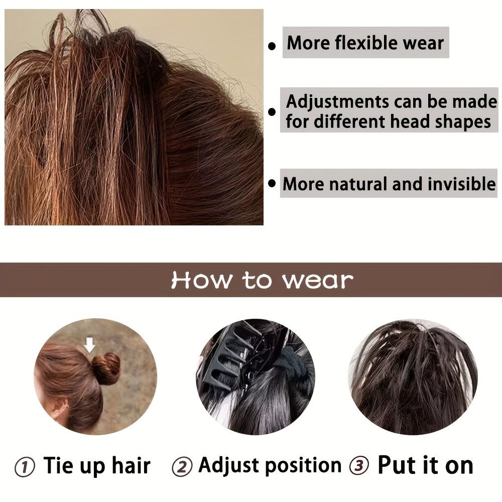 MISSQUEEN Synthetic Claw Clip Messy Bun Hair Extensions 12 Inch Fluffy Highlights Hair Bun Natural Hairpiece Wig For Women
