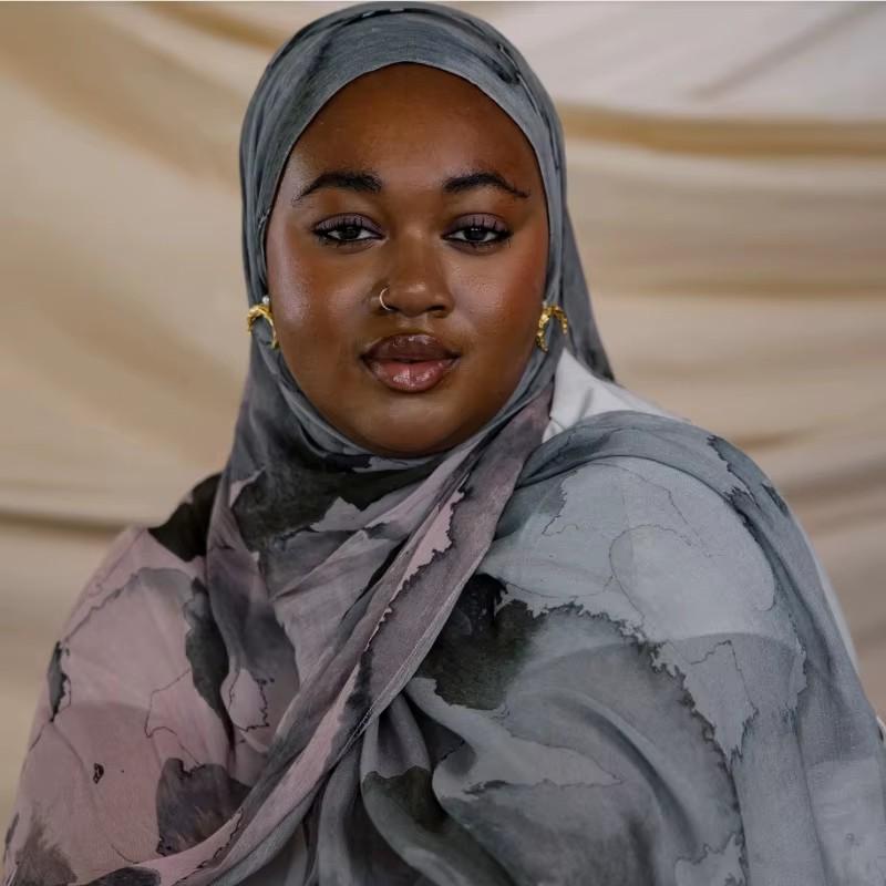 Maldives Printed Chiffon Hijab Scarf for Women New Pattern Tie-dyed Long Shawl Muslim Sets Foulard Turban Ramadan Headband