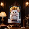 5D DIY Frameless Pearl Painting Hamster and Flowers Pattern Painting Kit Suitable for Home Living Room Bedroom and Other Wall Decoration Art Paintings