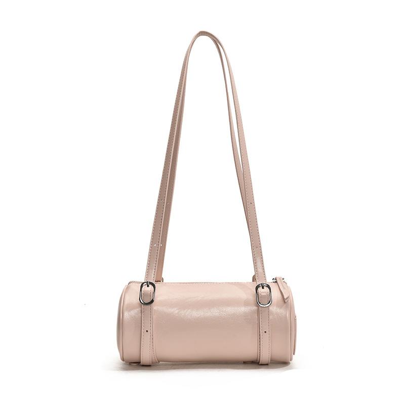 Niche Design Korean Casual Belt Decoration Barrel Shoulder Bag New Versatile Casual Underarm Handbag