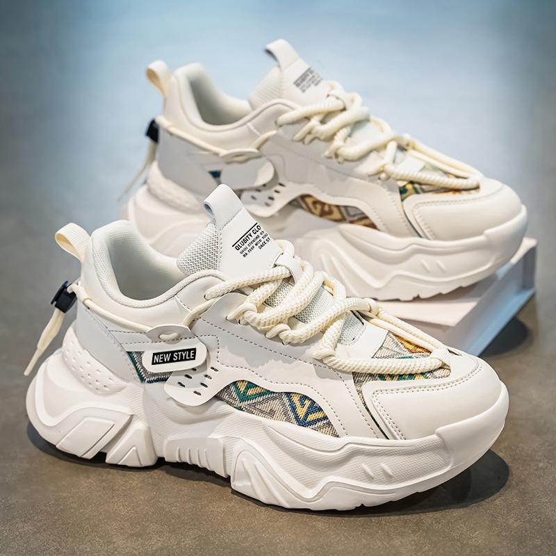 Men's Casual Sports Shoes Four Season New Thick-sole Non-slip Outdoor Running Shoes Students Soft-sole Breathable Joker Sneakers