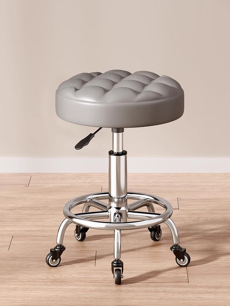 Modern Minimalist Beauty Stool, Adjustable Mobile Hairdressing Chair, Comfortable Cushioned Backrest Seat, Salon Barber Stool