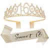 Fashion Alloy Digital Crown Headband Rhinestone Birthday Crown Headband Bachelor Party Prom Headdress Hair Accessories