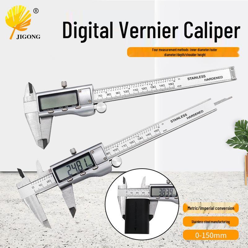 Stainless Steel Digital Vernier Caliper with 0-150mm Range and Electronic Display