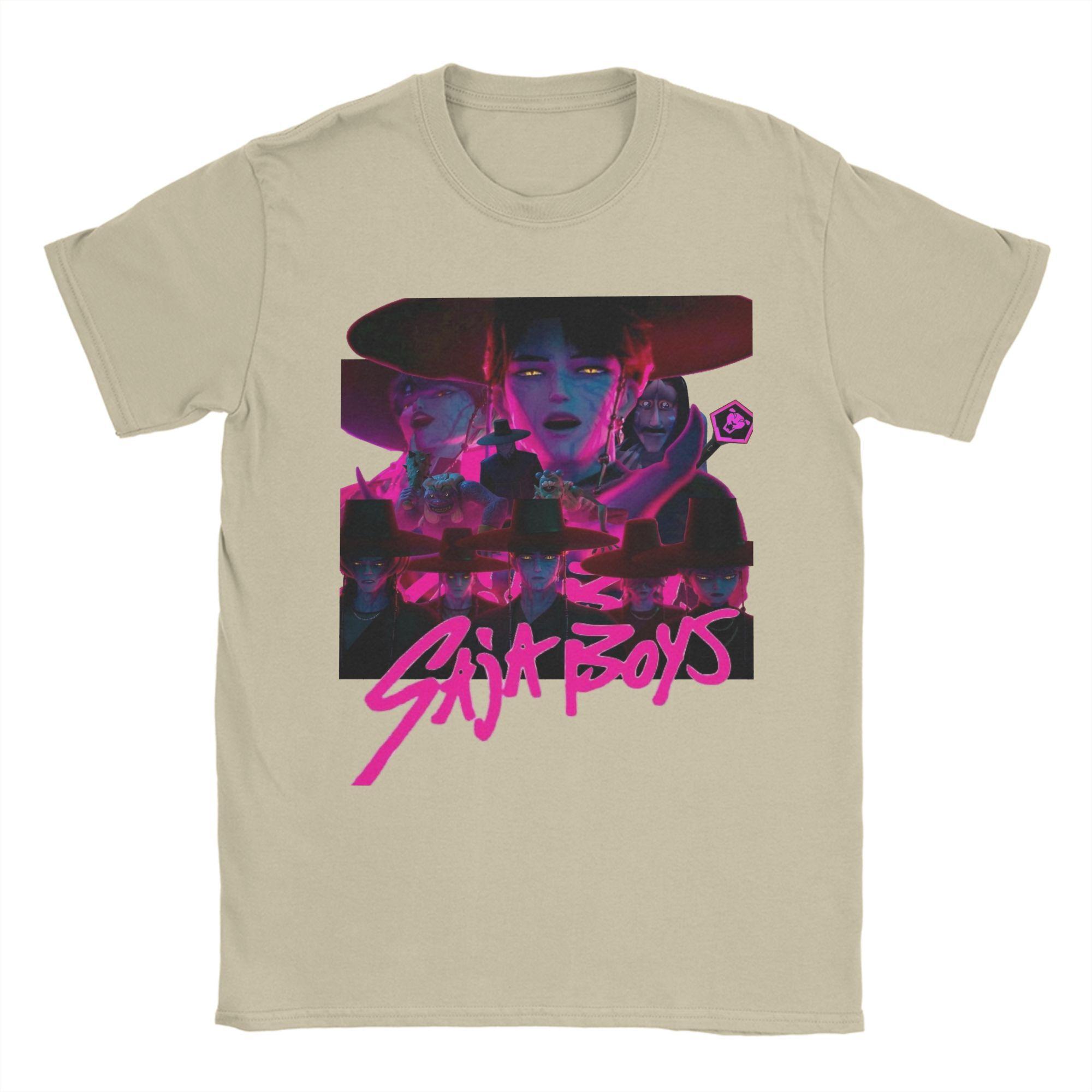 

Saja Boys Demon Kpop Охотники на демонов Модные футболки Мужские Женские Хлопковые Футболки Одежда 4XL хаки